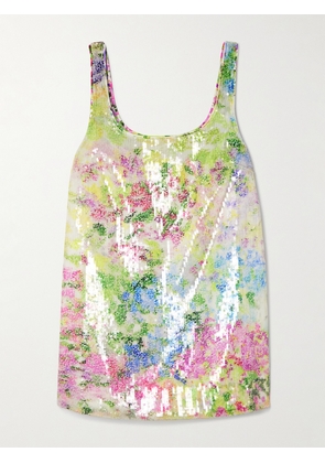 Aje - Dahlia Floral-print Sequined Mesh Mini Dress - Green - UK 4,UK 6,UK 8,UK 10,UK 12,UK 14,UK 16