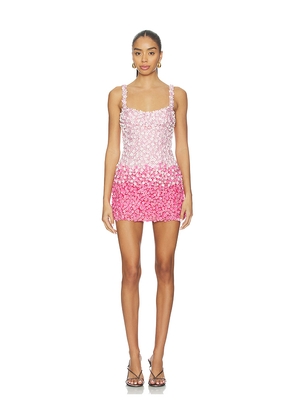 LA FUORI Pink Petal Ombre Embroidered Dress in Pink. Size L. Also in XL.