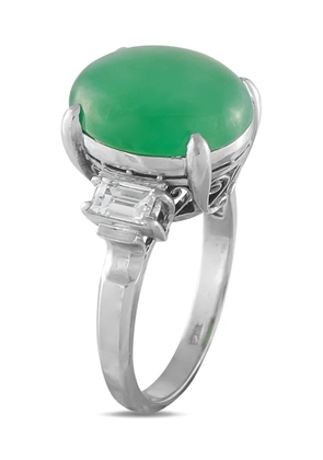 LB Exclusive platinum diamond jade ring - Silver