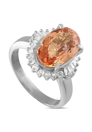 LB Exclusive platinum diamond topaz ring - Silver