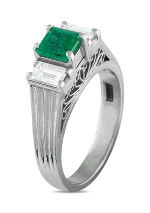 LB Exclusive platinum diamond emerald ring - Silver
