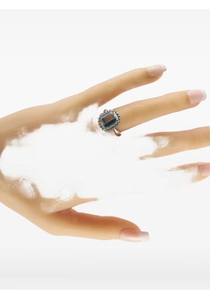 LB Exclusive platinum diamond aquamarine ring - Silver