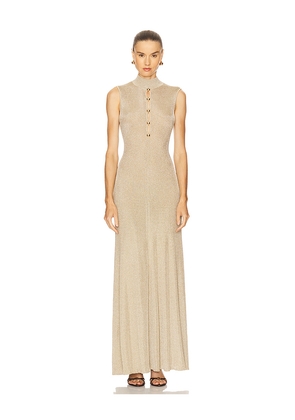 self-portrait Lurex Knit Maxi Dress in Metallic Gold. Size L. Also in S.