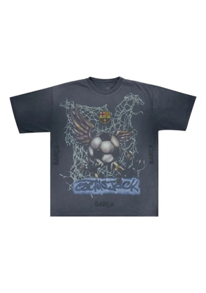 Travis Scott x FC Barcelona Washed Spray logo-print T-shirt - Grey
