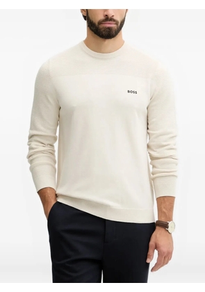 BOSS ribbed logo knitwear - Neutrals