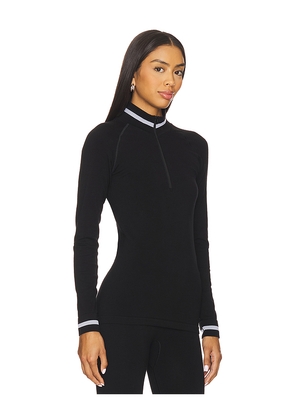 THE UPSIDE Wool Seamless Quarter Zip Baselayer in Black. Size L. Also in M, S, XS.