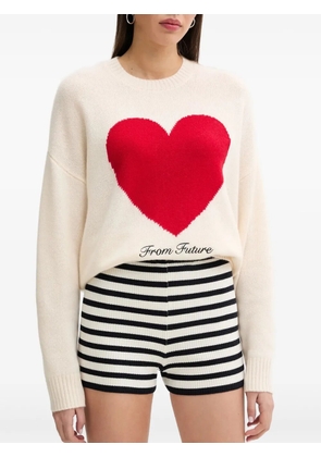 FROM FUTURE striped ribbed shorts - White