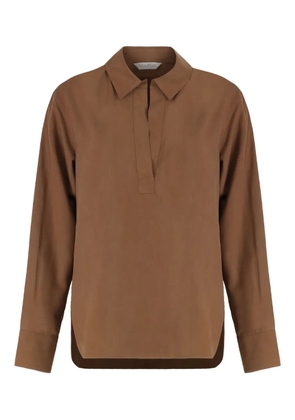 Max Mara rounded hem silk fabric shirt - Brown