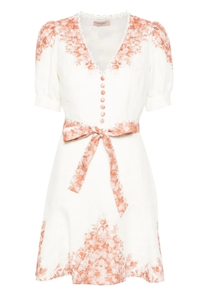 TWINSET floral-print linen mini dress - Neutrals