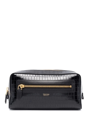 TOM FORD crocodile-effect leather wash bag - Black