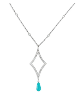 LB Exclusive 18K white gold diamond turquoise necklace - Silver