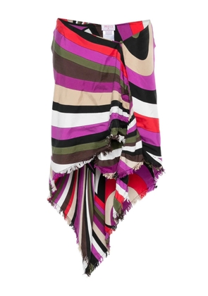 PUCCI Pre-Owned Iride-print frayed silk mini skirt - Pink