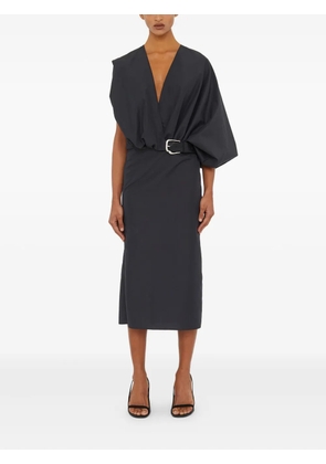 Christopher Esber belted swaddled taffeta midi dress - Grey