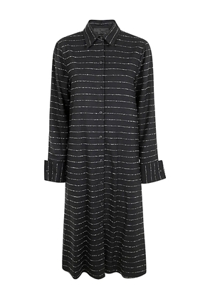 Maria Calderara buttoned striped dress - Black