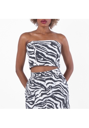 Rotate Zebra Printed Denim Top