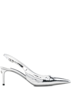 Dolce & Gabbana Pre-Owned 65mm mirror-effect slingback pumps - Silver