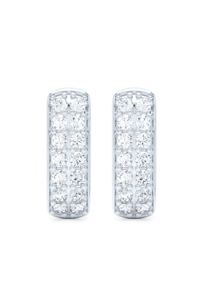 LOEV 14K white gold Allday diamond huggie earrings - Silver