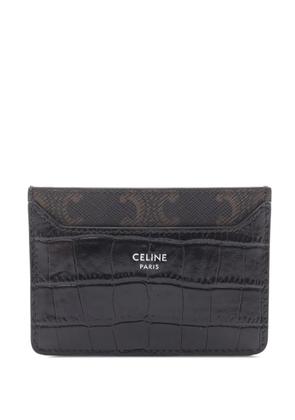 Celine Pre-Owned 2010-2025 Croc Embossed Leather Triomphe card holder - Black
