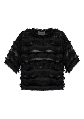MUNTHE Lipona fringe-trimmed sheer top - Black