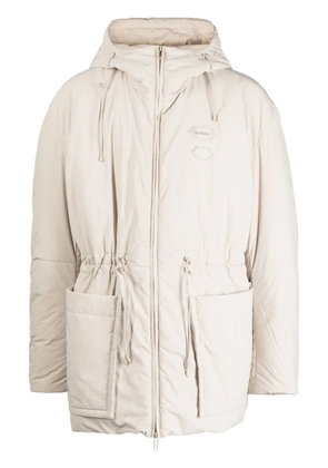 Off-White logo-patch hooded drawstring jacket - Neutrals