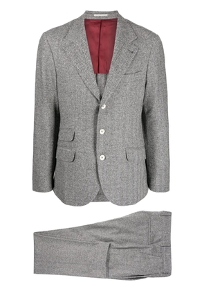 Brunello Cucinelli wool-blend herringbone two-piece suit - Black