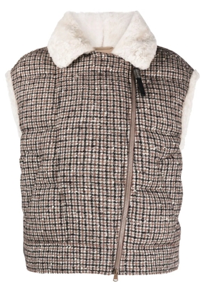 Brunello Cucinelli check-print goose-down gilet - Neutrals