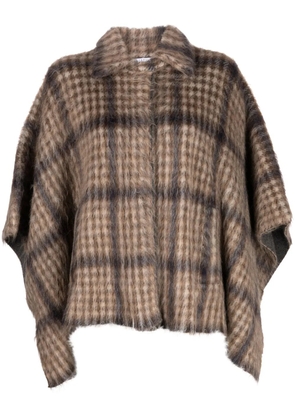 Brunello Cucinelli checked textured poncho - Neutrals