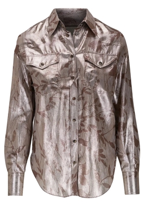 Brunello Cucinelli floral-print metallic-effect shirt - Grey