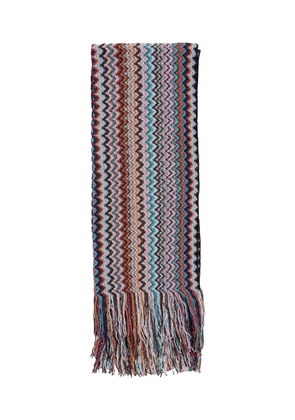 Missoni zigzag-pattern fringed scarf - Red