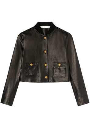 Palm Angels cropped leather jacket - Black