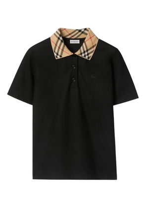 Burberry checked-collar cotton polo shirt - Black