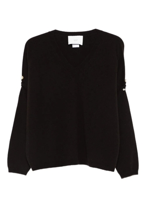 Vanisè pearl-embellished V-neck sweater - Brown