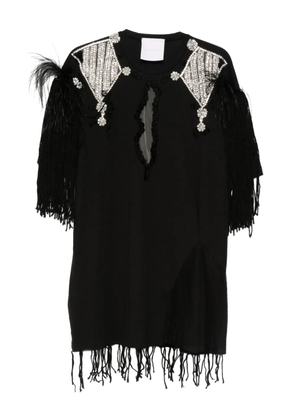 Loulou feather-embellished mini dress - Black