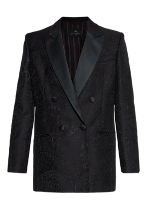 ETRO double-breasted paisley-pattern blazer - Black