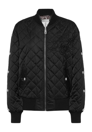 Philipp Plein quilted embroidered bomber jacket - Black