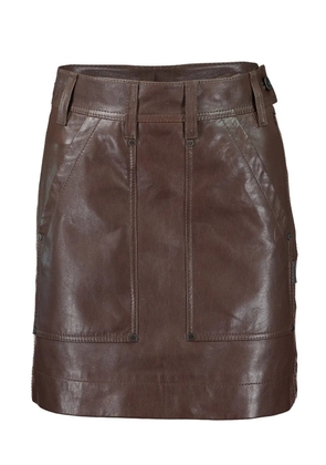 Brunello Cucinelli cargo leather miniskirt - Brown