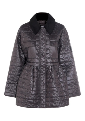 GANNI quilted belted oversized coat - Grey