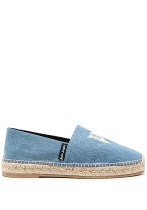 Palm Angels logo-embroidered denim espadrilles - Blue