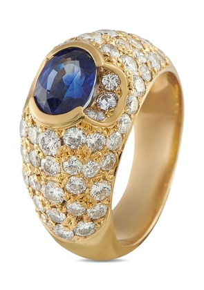 LB Exclusive 18K yellow gold diamond sapphire cocktail ring