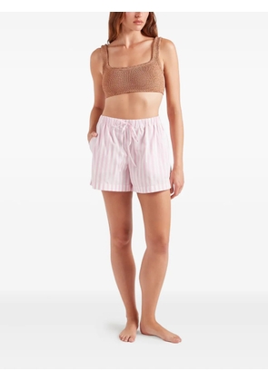 Hunza G striped-pattern logo-embroidery shorts - Pink