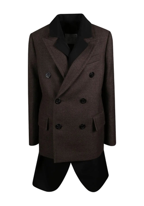 sacai double-breasted wool coat - Brown