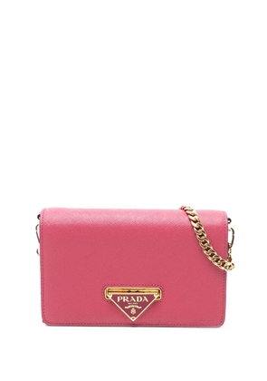 Prada Pre-Owned 2010-2025 Saffiano Lux Flip Lock Wallet on Chain crossbody bag - Pink