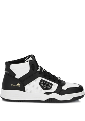 Philipp Plein perforated logo mid-top trainers - White