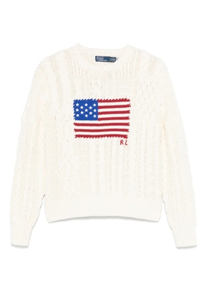 Polo Ralph Lauren aran-knit flag sweater - Neutrals