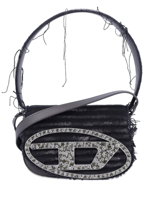 Diesel frayed logo-plaque tote bag - Black