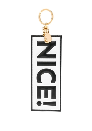 Moschino slogan-print keyring - White
