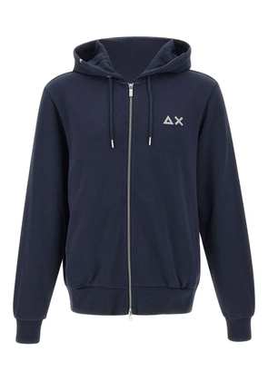 Sun68 zip-up chest-logo cotton hoodie - Blue