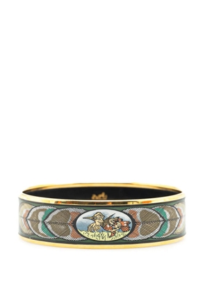 Hermès Pre-Owned 20th Century Wide Bird Feather Enamel Bangle 65 costume bracelet - Gold