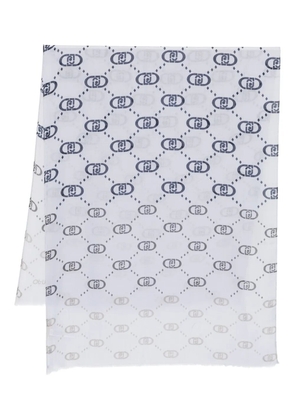 LIU JO logo-pattern scarf - Blue