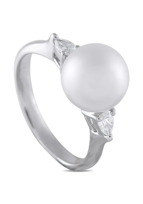 LB Exclusive platinum diamond white pearl ring - Silver
